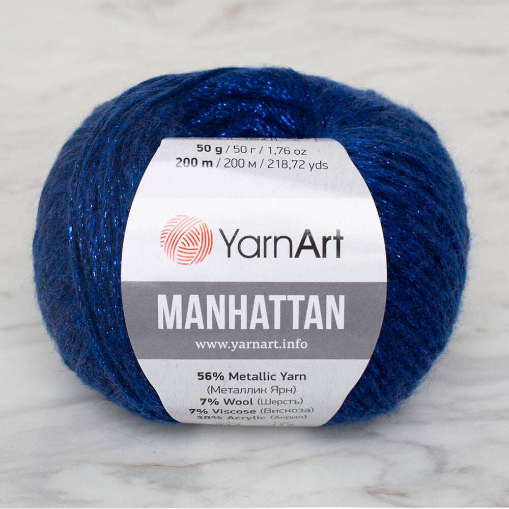 YarnArt Manhattan Mavi Simli El Örgü İpi - 914